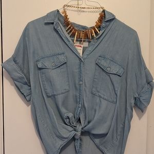Denim Tie Front Shirt